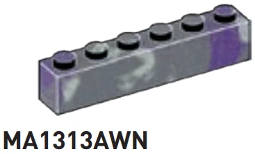 Brick 1 x 6 in Dark Gray/Purple, Marbled