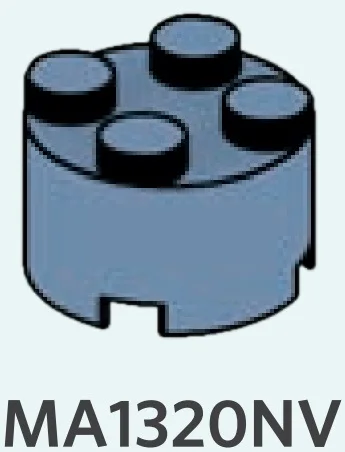 Brick 2 x 2 round in Blue, Faded Denim