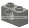 Brick 1 x 2 with hole and open back in Gray, Light (Metallic)