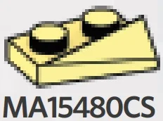 Slope plate 2 x 1, double-sloping, right in Yellow, Pastel