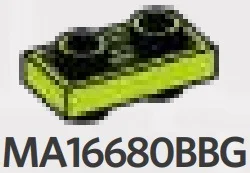 Plate 1 x 2 Connector: male:male in Green, Spring