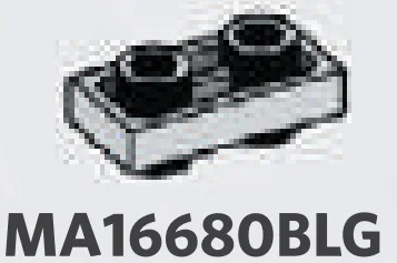 Plate 1 x 2 Connector: male:male in Gray, Dull