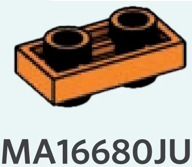 Plate 1 x 2 Connector: male:male in Orange, Smoky