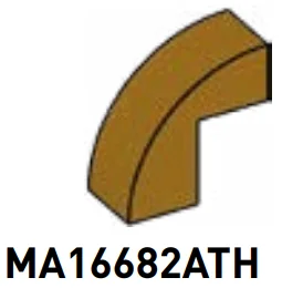 Slope 1 x 2 x 2 with half-curved top in Gold, Tarnished