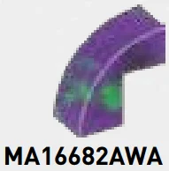 Slope 1 x 2 x 2 with half-curved top in Purple/Green, Marbled