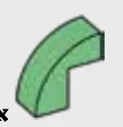 Brick 1 x 2 x 2 with half-curved top in Green, Vertigris