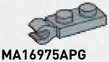 Plate 1 x 2 with horizontal clip in Gray, Steel