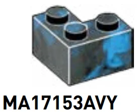 Brick 2 x 2 corner in Blue/Black, Marbled