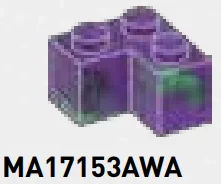 Brick 2 x 2 corner in Purple/Green, Marbled
