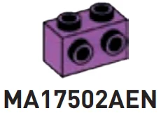 Brick Modified 1 x 2 with side studs in Magenta, Rich