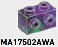Brick Modified 1 x 2 with side studs in Purple/Green, Marbled
