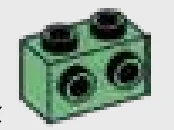 Brick 1 x 2 with side studs in Green, Vertigris