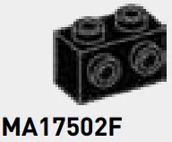 Brick Modified 1 x 2 with side studs in Black