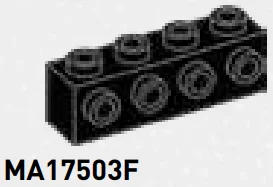 Brick 1 x 4 with side studs in Black