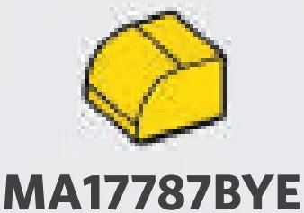 Slope 1 x 1 two-thirds-height with half-curved top in Yellow, Lemon