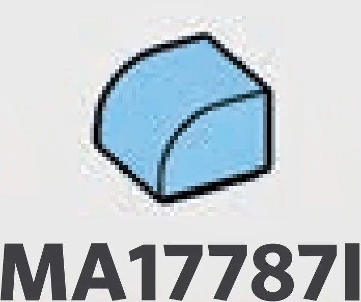 Slope 1 x 1 two-thirds-height with half-curved top in Blue, Deep Pastel