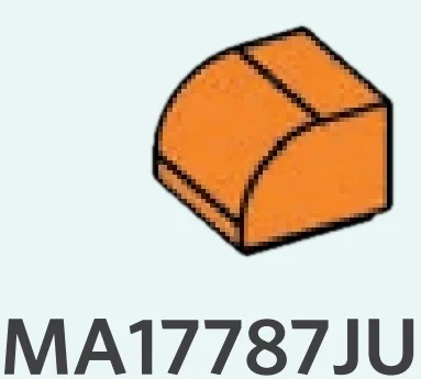 Slope 1 x 1 two-thirds-height with half-curved top in Orange, Smoky