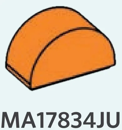 Brick 1 x 2 round top in Orange, Smoky
