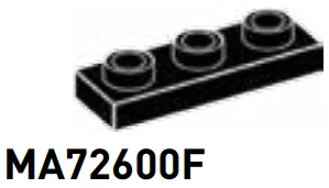 Plate 1 x 3 with hollow studs in Black