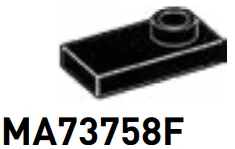Plate 1 x 2 with one stud, offset in Black