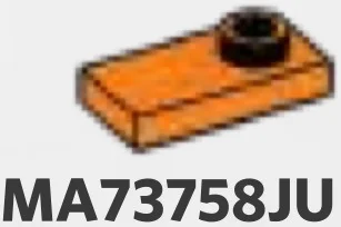Plate Modified 1 x 2 with one stud, offset in Orange, Smoky