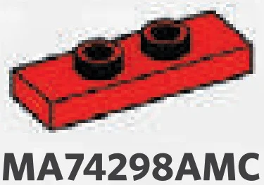 Plate 1 x 3 with two studs in Red, Flame