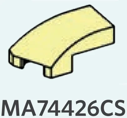 Slope brick 25 1 x 2 corner, curved slope, left in Yellow, Pastel