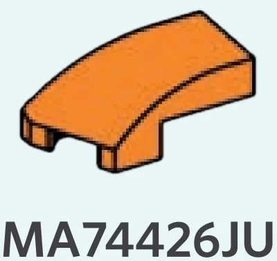 Slope brick 25 1 x 2 corner, curved slope, left in Orange, Smoky