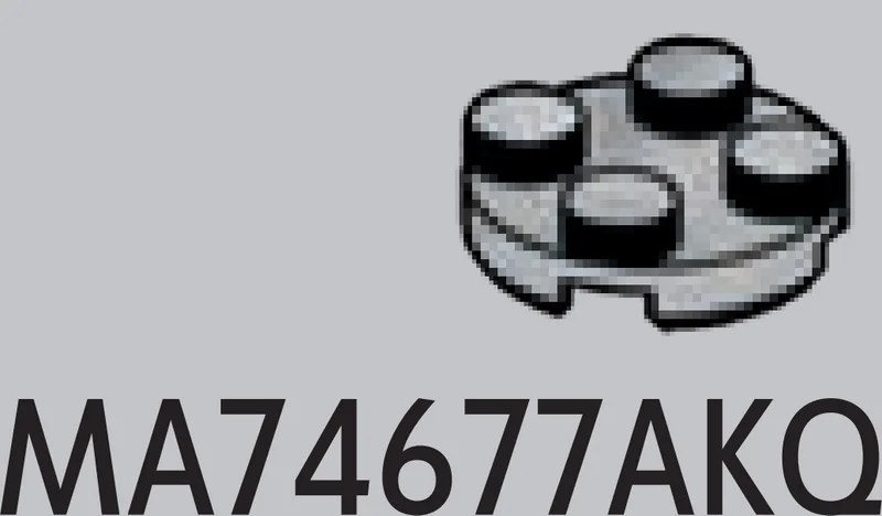 Plate Round 2 x 2 in White with Black Marbling (Camo)