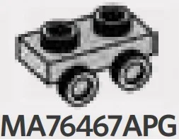 Plate 1 x 2 with two studs on side, descending in Gray, Steel