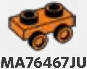 Bracket Plate 1 x 2 with two studs on side, descending in Orange, Smoky