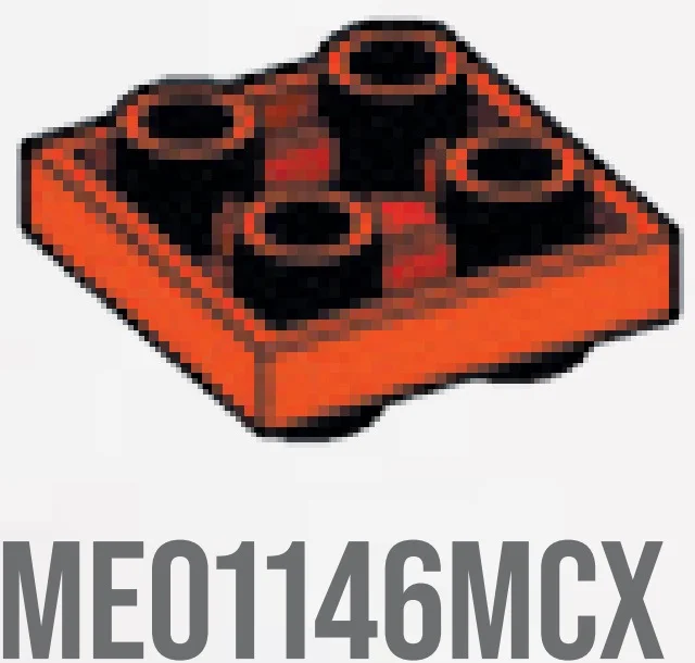 Plate 2 x 2 connector: male:male in Orange, Marigold