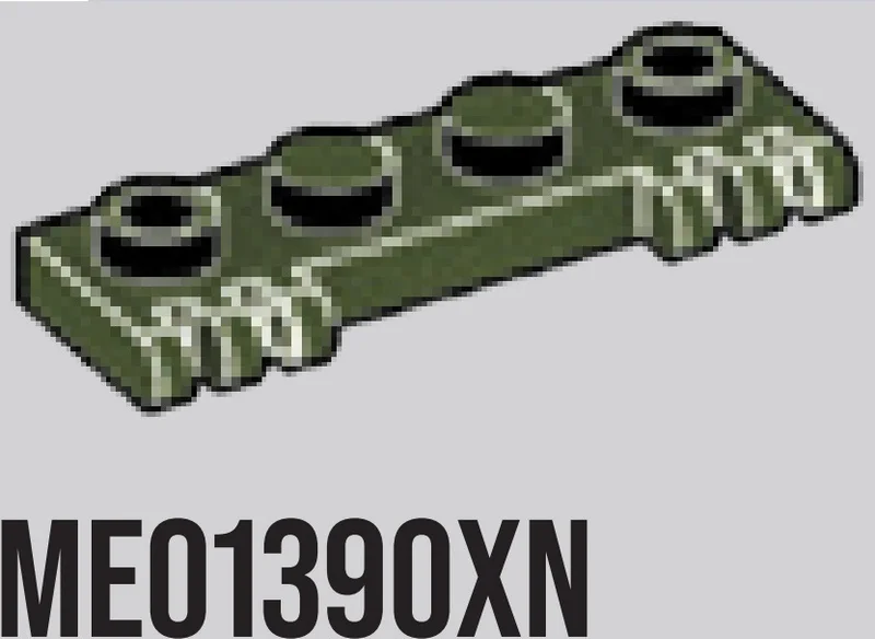 Hinge plate 1 x 4 with 2 pairs of 3 fingers in Dark Green, Military