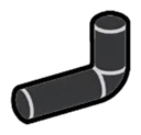 Connector: rod, small, elbow, asymmetrical