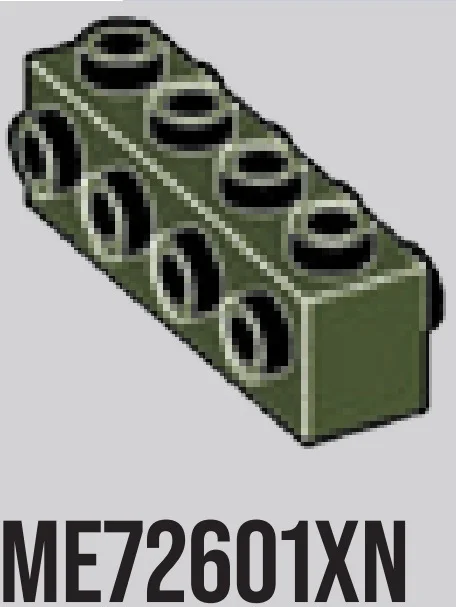 Brick 1 x 4 with studs on sides in Dark Green, Military