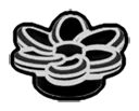 Foliage: flower with six petals on 1 x 1 plate in Pink/White, Marbled