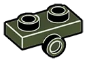 Plate 1 x 2 with one stud on side, descending in Black