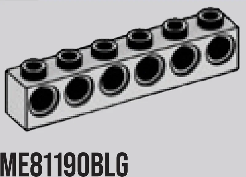 Brick 1 x 6 with 6 holes in Gray, Dull