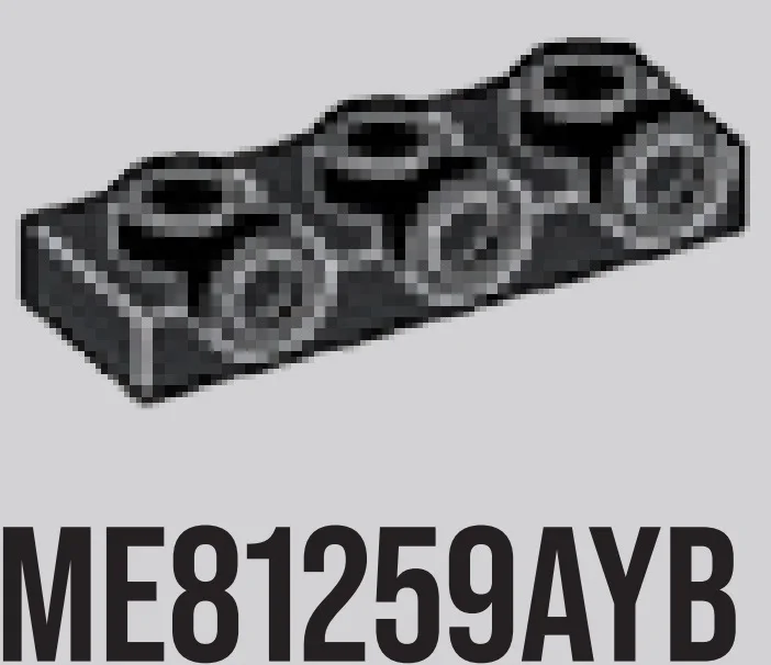 Plate 1 x 3 with three studs on side, ascending in Gray, Dark Charcoal