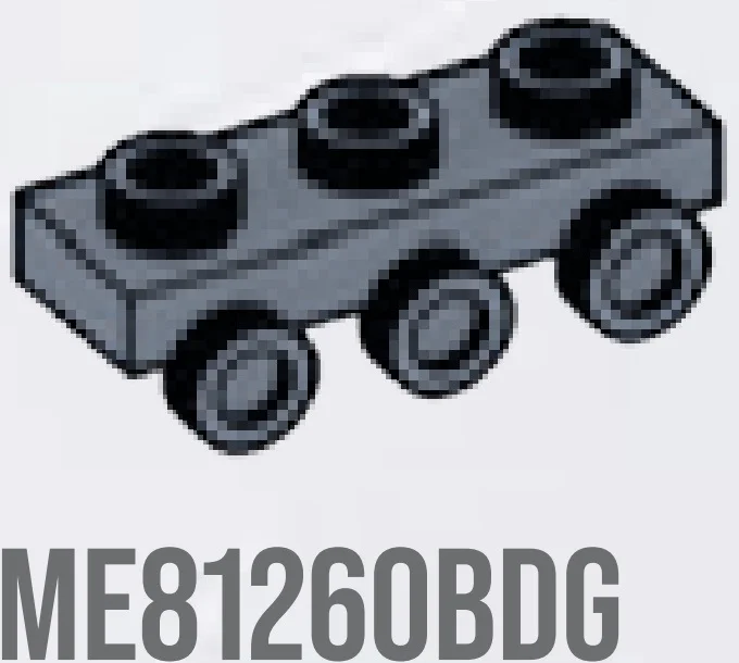 Bracket Plate 1 x 3 with three studs on side, descending in Gray, Dark (Flake)