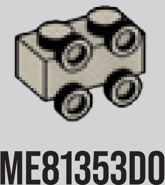 Brick Modified 1 x 2 two-thirds height, with 4 studs on side in Grey, Light
