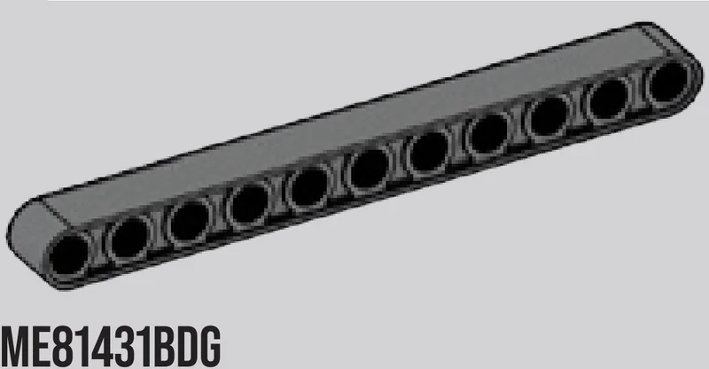 Connector: liftarm thick 1 x 11 in Gray, Dark (Flake)