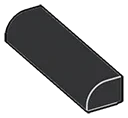 Brick 1 x 4 two-thirds-height with half-curved top in Black