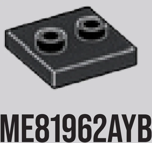 Plate 2 x 2 with two studs, center in Gray, Dark Charcoal
