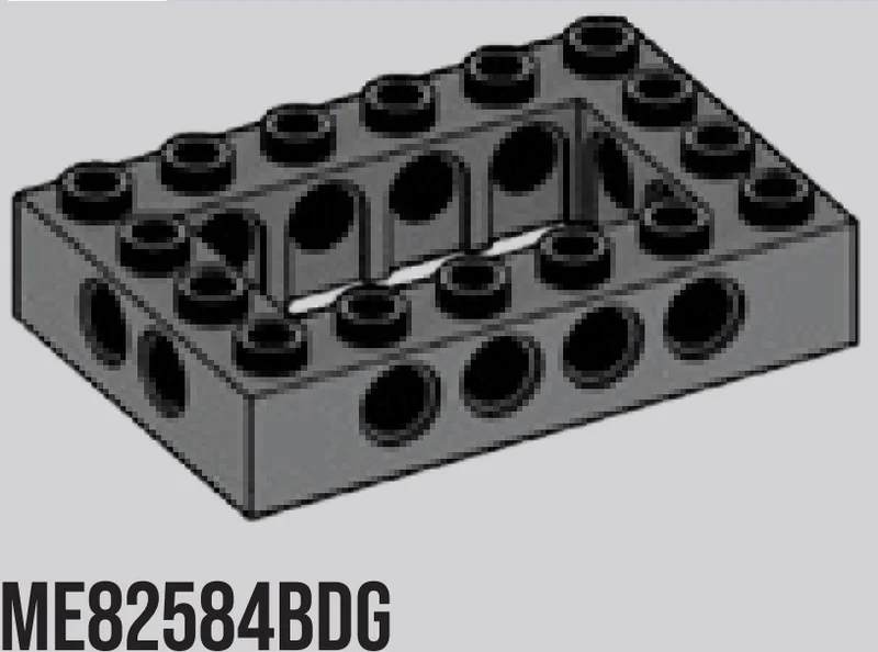Connector: Brick 4 x 6 Open Center with pin holes in Gray, Dark (Flake)