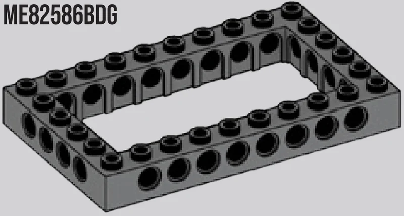 Connector: brick 6 x 10 with open center 4 x 8 in Gray, Dark (Flake)