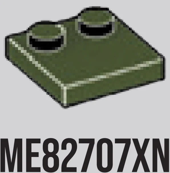 Plate Modified 2 x 2 with two studs offset in Dark Green, Military