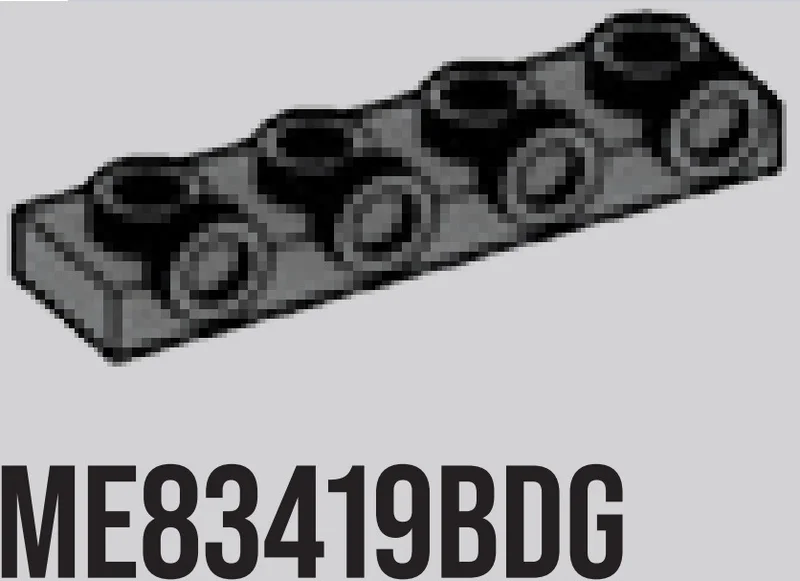 Bracket Plate 1 x 4 with Four studs on side, ascending in Gray, Dark (Flake)
