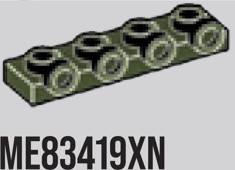 Bracket Plate 1 x 4 with Four studs on side, ascending in Dark Green, Military