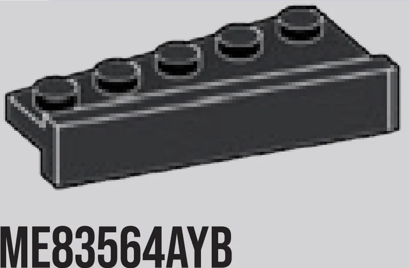 Tile wedge 1 x 5 with tile on side, left in Gray, Dark Charcoal